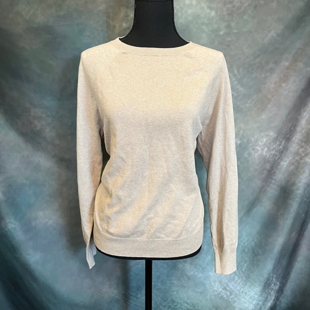 J. Crew The Cotton Cashmere‎ Sweater Long Sleeve Crew Neck Neutral Size Small